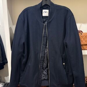 Zara Men's Navy Bomber Jacket